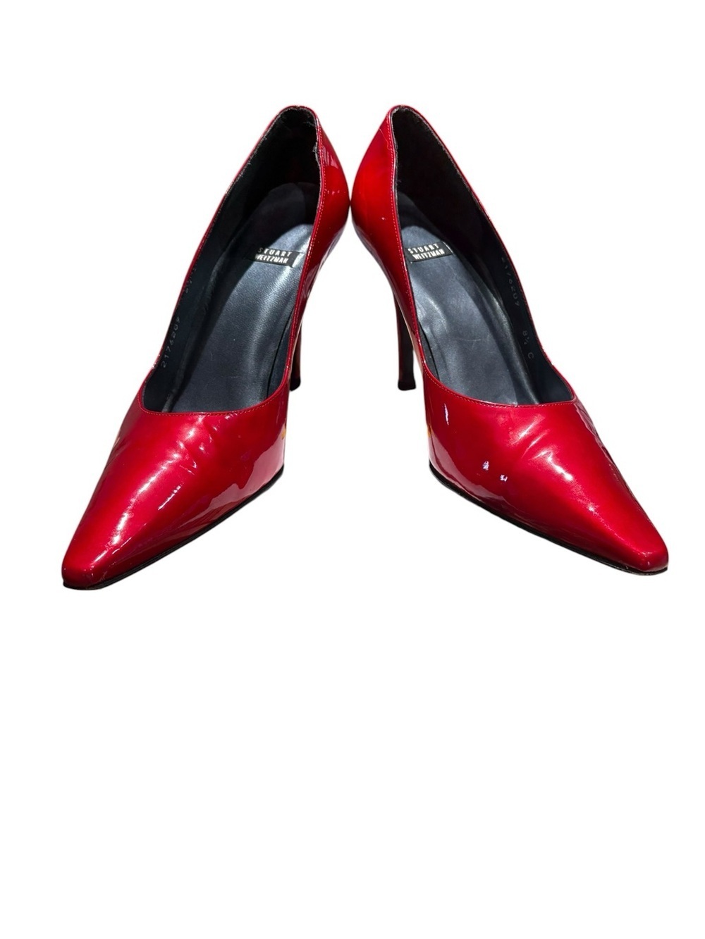 Stuart Weitzman Red Patent Leather Pointed-Toe Pumps Size 8.5 Wide (C Width)